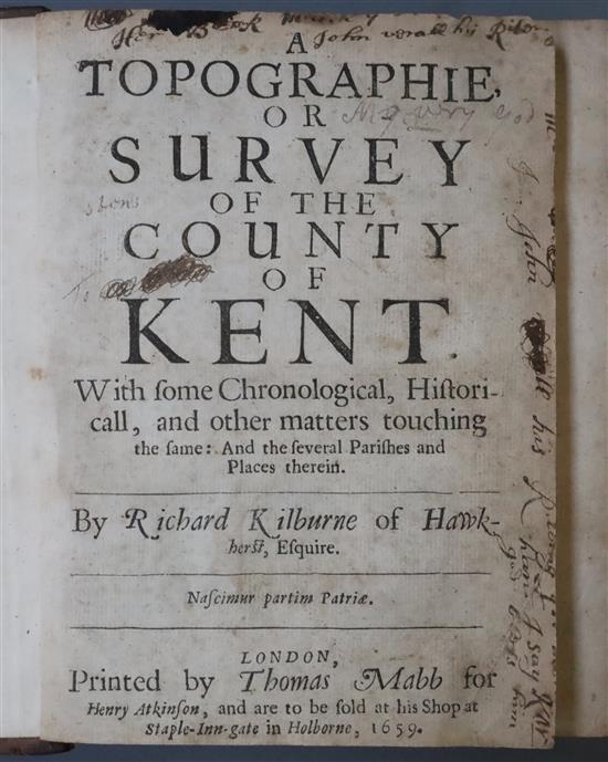 Kilburne, Richard - A Topographie or Survey of the County of Kent, 1st edition, 8vo, contemporary calf,